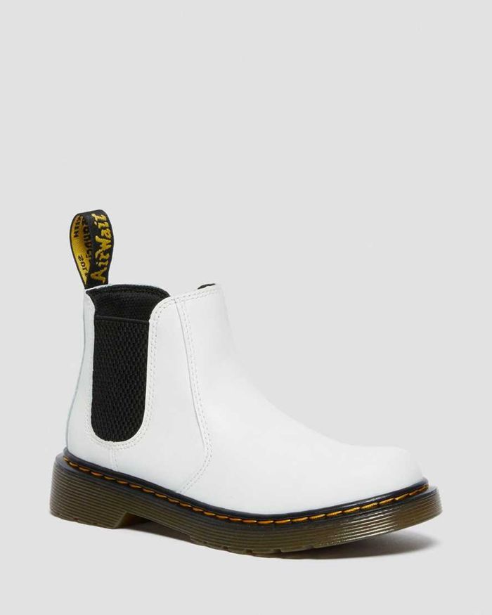 Dr Martens Støvler Barn Hvite Junior 2976 Læder Chelsea 5412QCGLH